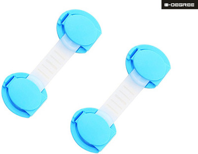 

0-Degree Baby Safety Lock Latch for Drawer Kitchen Cupboard Machine Refrigerator fridge for Child Infant Toddler (2 pcs, Blue Plastic)(Blue, Translucent)