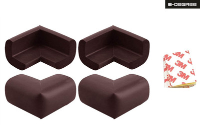 

0-Degree Premium Baby Safety Furniture Edge Cushion Corner cover Foam Guard with tape strip as Infant child toddler Protector (4 Unit)(Brown)