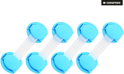 

0-Degree Baby Safety Lock Latch for Drawer Kitchen Cupboard Machine Refrigerator fridge for Child Infant Toddler (4 Unit, Blue Plastic)(Blue, Translucent)