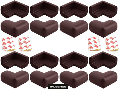 

0-Degree Premium Baby Safety Furniture Edge Cushion Corner cover Foam Guard with tape strip as Infant child toddler Protector (16 Unit)(Brown)