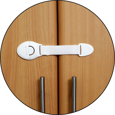

Safe-O-Kid Extra Flexible Fabric, One Side Open Long Multi-Purpose Child Safety Lock (Pack of 16)(White)