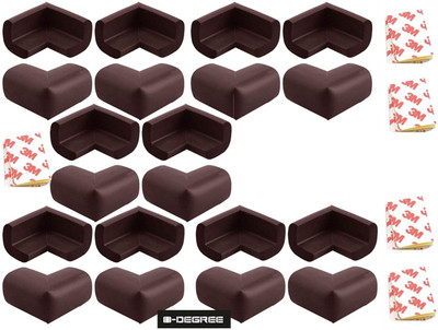 

0-Degree Premium Baby Safety Furniture Edge Cushion Corner cover Foam Guard with tape strip as Infant child toddler Protector (20 Unit)(Brown)