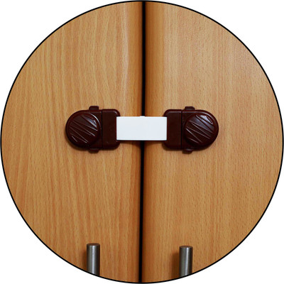 

Safe-O-Kid Flexible, 2-Side Open Dual Color Short Multi-Purpose Child Safety Lock (Pack of 4)(WHITE & BROWN)