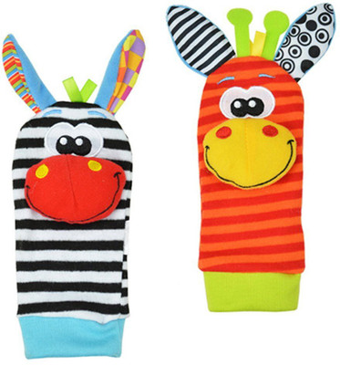 Arra Fashion Baby Kids Infant Soft Socks rattles Foot Finders Developmental Toys 2 Set Rattle(Multicolor)