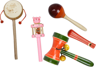 

Kaatru Wooden Comboset Pink Tik Tik Rattle(Multicolor)