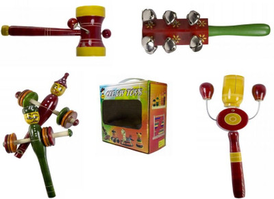 

CeeJay Set of 4 Colorful Wooden Baby Toys:Model RA-OW011 Rattle(Multicolor)
