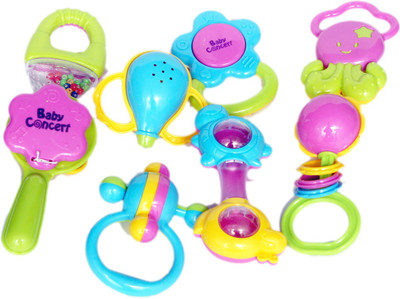 

Homeshopeez Baby 8 Pcs Ylw-Prple Rattle(Multicolor)