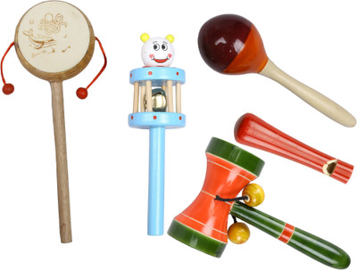 

Kaatru Wooden Comboset Skyblue Tik Tik Rattle(Multicolor)