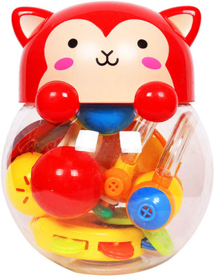 

Ole Baby Fun 5 Piece Whistle Blower Rattle and Teether Toy Play Set Rattle(Red)