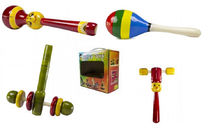 

CeeJay Set of 4 Colorful Wooden Baby Toys:Model RA-OW017 Rattle(Multicolor)