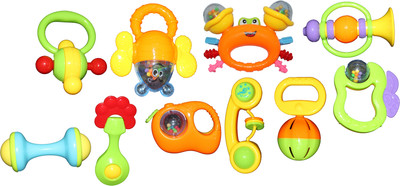 

Mamaboo 10 Pcs Baby Toy Play Set Rattle(Multicolor)