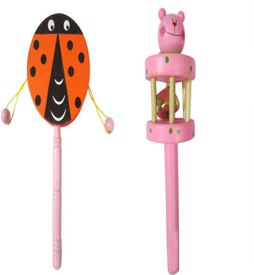 

DCS Wooden Rattle & Dug- Dugi Rattle Toys For Kids Set of 2 Combo Rattle(Multicolor)