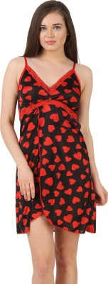 fasense Women Nighty(Red, Black)