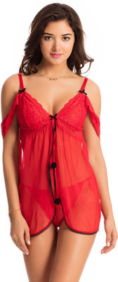 

PrettySecrets Solid Babydoll, Red