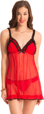 

PrettySecrets Solid Babydoll, Red
