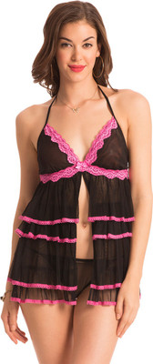 

PrettySecrets Solid Babydoll, Black