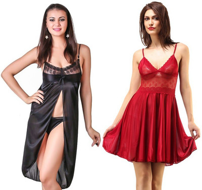 

Rowena Solid Babydoll, Black;red