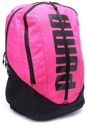 Puma Backpack(Pink, Black), Dark shadow -limeade