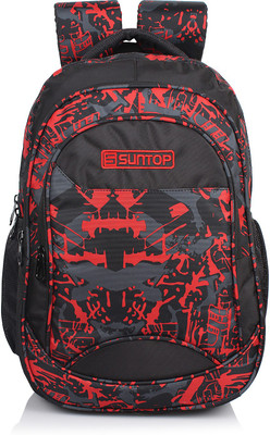

Suntop Blaze 32 L Large Backpack(Black, Red), Black & red print