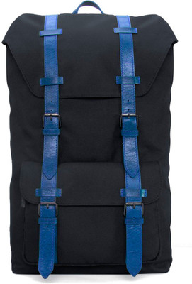 

Bare Skin BLACK DENIER / BLUE LEATHER TRAVELING LAPTOP BAGS FOR MEN 3 L Backpack(Black), Black/blue