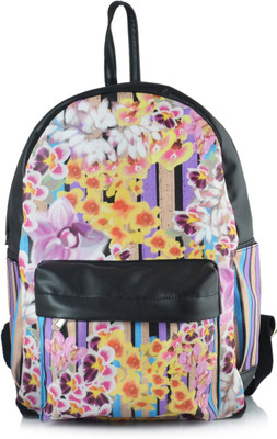 

Shaun Design Multi Floral Leatherette 8 L Backpack(Black)