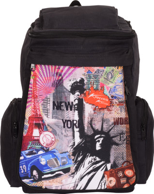 

Kanvas Katha Knapsack Canvas Digitally printed 20 L Backpack(Black)