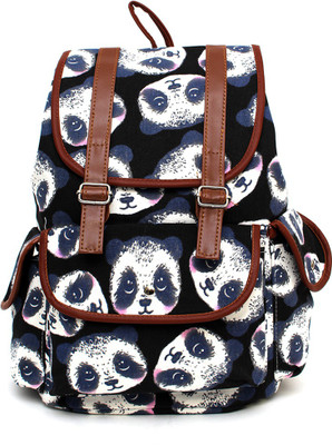 

Pochette Panda Print Unisex 10 L Backpack(Black, White)