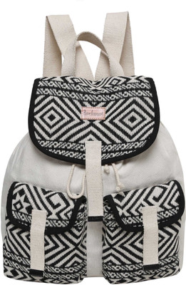 

Anekaant Monochrome Free Size Backpack(White, Black)