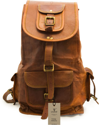 

CRAFAT Vintage Genuine Leather 13 L Backpack(Brown)