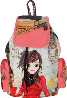 

MIPEMINE Printed 7 L Backpack(Multicolor), Peach