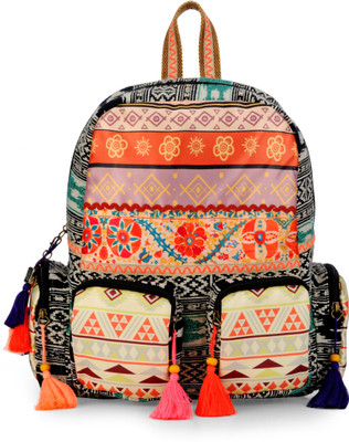 

The House of Tara Printed Fabric Cotton Durrie 27 L Backpack(Multicolor), Multicolor;red