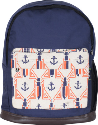 

Kanvas Katha Fashion Canvas Printed 15 L Backpack(Blue), Navy blue