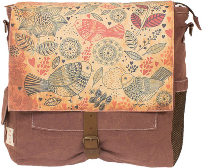 

The House of Tara Birds and Flowers Bag 13 L Medium Backpack(Brown), Multicolor