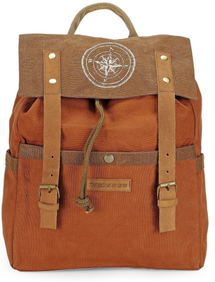 

The House of Tara Dual Tone Canvas 15 L Backpack(Brown), Orange;brown