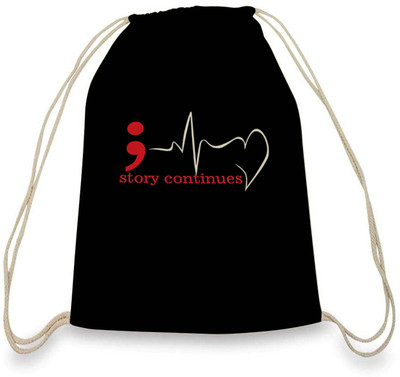 

ColorPlus Semicolon Drawsting Bag003 3 L Regular Backpack(Black, White, Red)