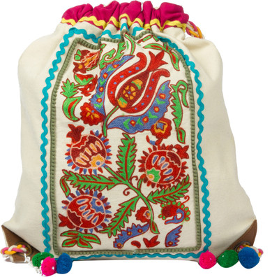 

The House of Tara Embroidered Canvas 16 L Backpack(White)