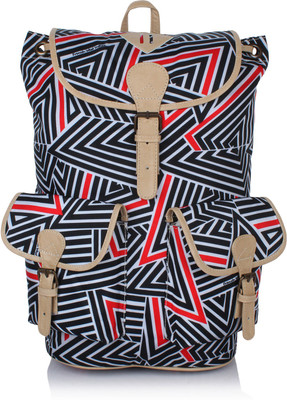 

Suntop Wanderer 8 25 L Free Size Backpack(White, Black, Red), Criss-cross lines print