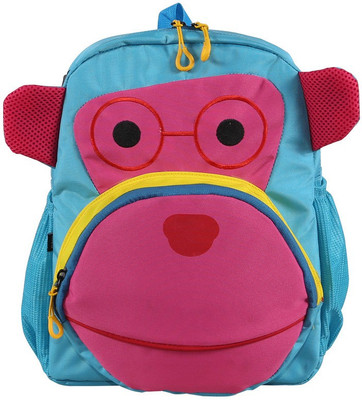 

Bleu School Kids Bag - 14 Inches - Monkey shape boys Girls Bag - 25 14 L Backpack(Pink), Sky blue & pink