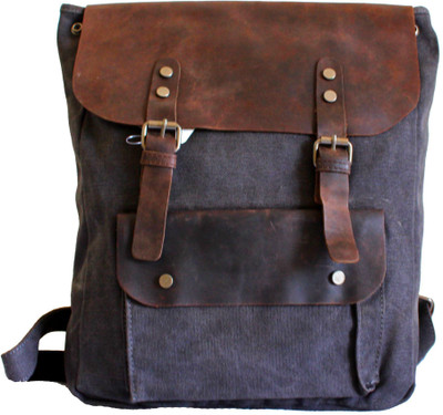 

Meraki Accessories Men's Casual in Canvas and Genuine Leather 15 L Backpack(Multicolor), Grey