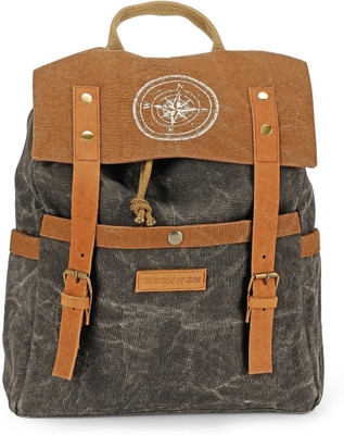 

The House of Tara Dual Tone Canvas 15 L Backpack(Brown, Grey), Black;brown
