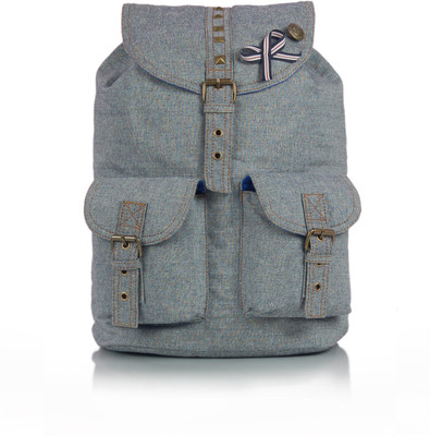 

Shaun Design Denim Studded 8 L Medium Backpack(Blue)