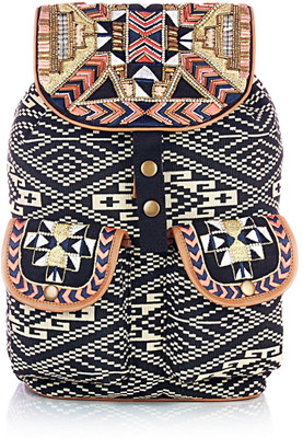 

Shaun Design Aztec Embroidered 8 L Medium Backpack(Black)