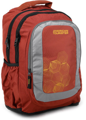 

American Tourister Code 10 Backpack(Multicolor), Red and grey
