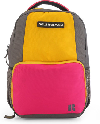 

New Yorker Caris 16 L Backpack(Pink, Yellow, Grey)