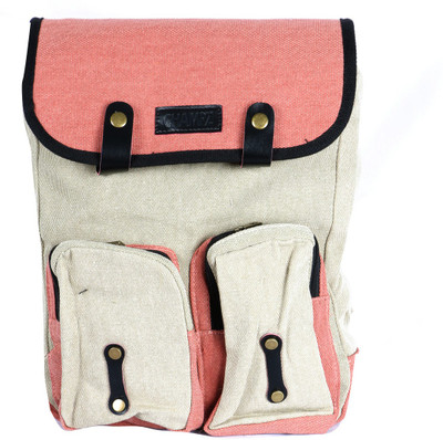 

Moladz Champz 2d Canvas 11 L Medium Backpack(Beige, Red)