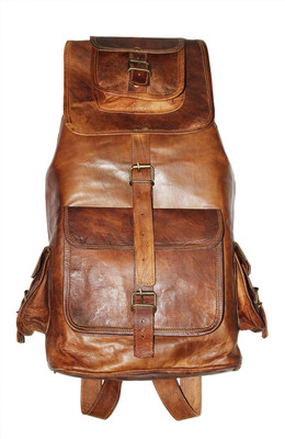 

Shiny Collection Genuine Goat Leather 0.262193 L Backpack(Tan), Dark tan