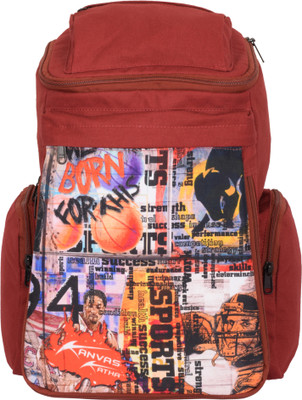 

Kanvas Katha Knapsack Canvas Digitally printed 20 L Backpack(Red), Maroon