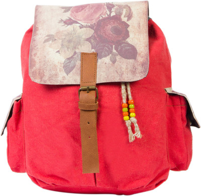 

The House of Tara Canvas Medium Backpack(Red), Coral red