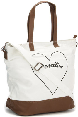 

United Colors of Benetton Shoulder Bag(White, Brown), Brown;white