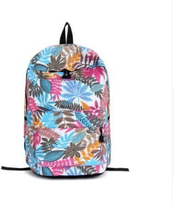 

Aeoss Leaf Flower Palm Tree Print School Travel College Boho Bag 20 L Trolley Backpack(White)